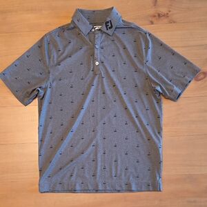 FootJoy Men’s Heather Gray Polo with Navy Micro Print